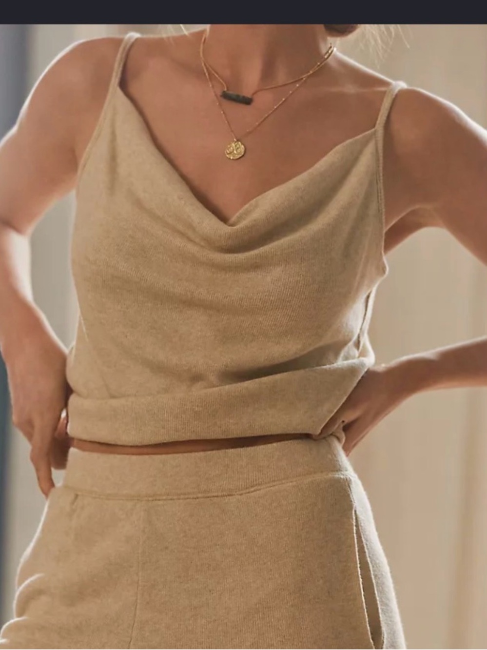 Anthropologie - Casual Draped Knit Tank - Beige - Small